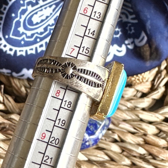 Sleeping beauty turquoise statement gem ring/Navajo turquoise ring/protection - Picture 3 of 11